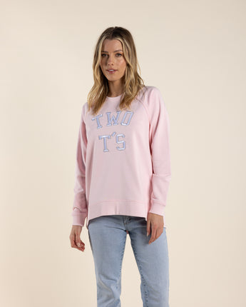 College Embroidered Sweat Pink