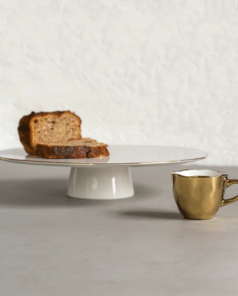 Good Morning Cake Stand White/Gold Trim