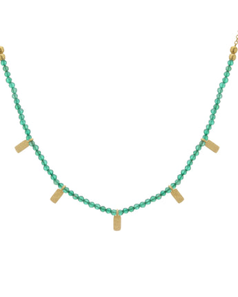 Wandering Soul Green Onyx Necklace Yellow Gold
