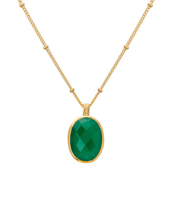 Wandering Soul Green Onyx Pendant Necklace Yellow Gold