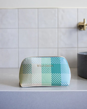 Blue Check Make Up Pouch