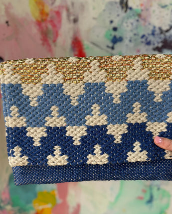 Blue Metallic Woven Clutch/Bag