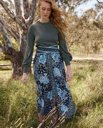 Harper Panel Skirt Dahlia Fields