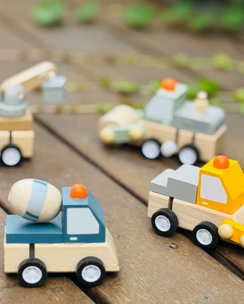 Wooden Wind Up Construction Trucks