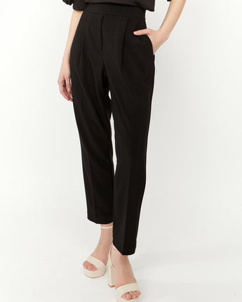 Cropped Pleated Pant Black