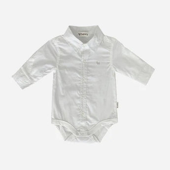 Baby Boys Dress Shirt Romper White