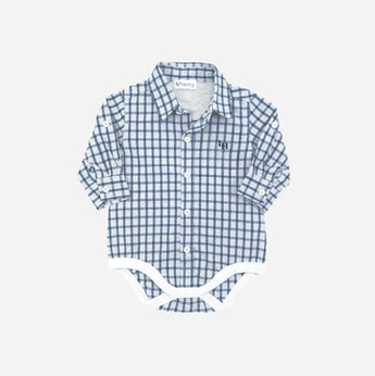 Blue Oxford Shirt Romper Baby Boys