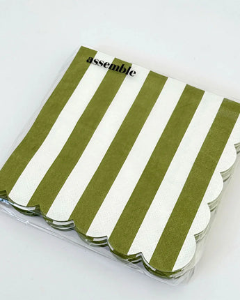 Carnival Napkin Olive Stripe 20 pack