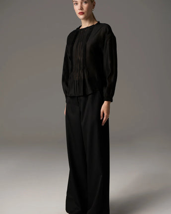 Rhea Pintuck Top Black