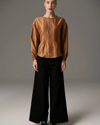 Rhea Pintuck Top Toffee