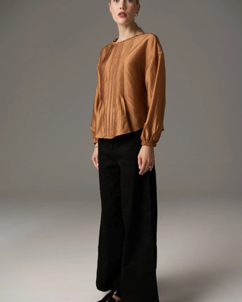 Rhea Pintuck Top Toffee