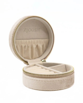Round Jewellery Case Champagne