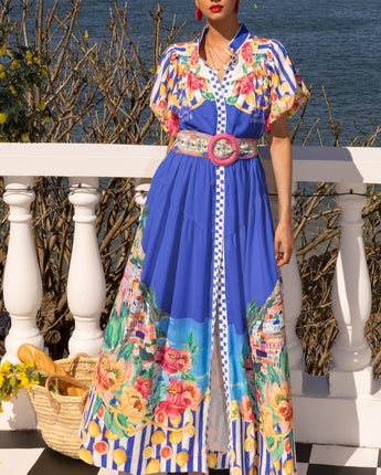 Positano Blue Maxi Dress